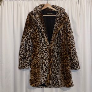Cheetah Print faux fur Coat